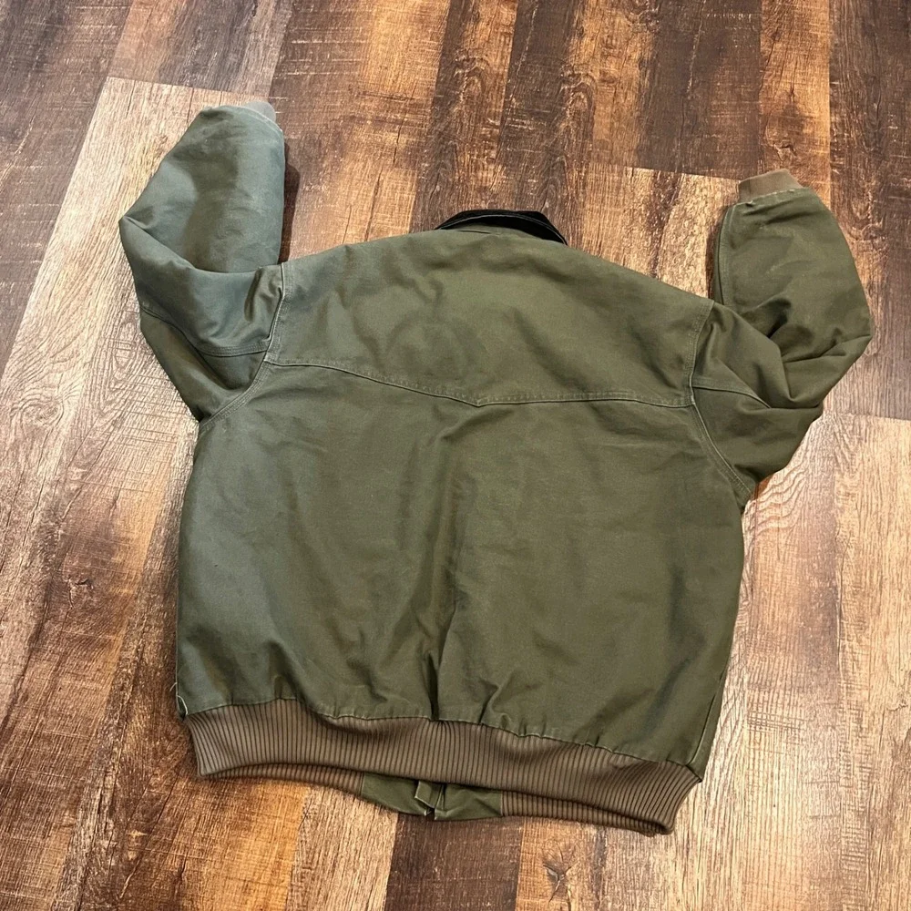 Vintage Carhartt J14 Santa Fe Jacket Loden Green Duck Canvas Flannel Lined 2XL